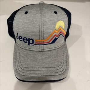 JEEP gray blue mountains outdoor gorpcore trucker hat mesh streetwear by Jedco